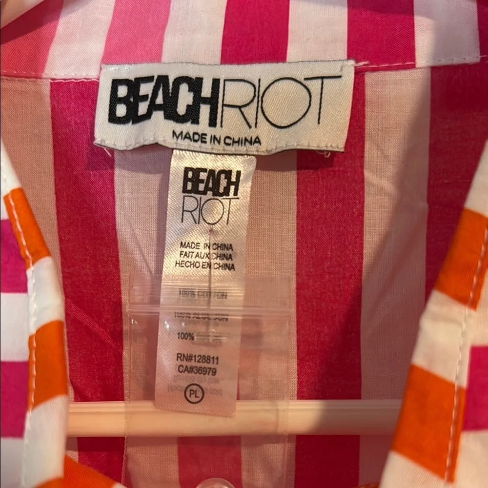 Beach Riot Pink and Orange Striped Button Down Shirt - Picture 2 of 3